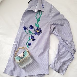 Embroidered Button Down Blouse